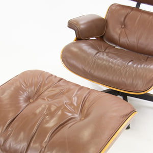 SOLD 1990's Herman Miller Eames Lounge Chair & Ottoman Cherry 670 671 Brown Leather