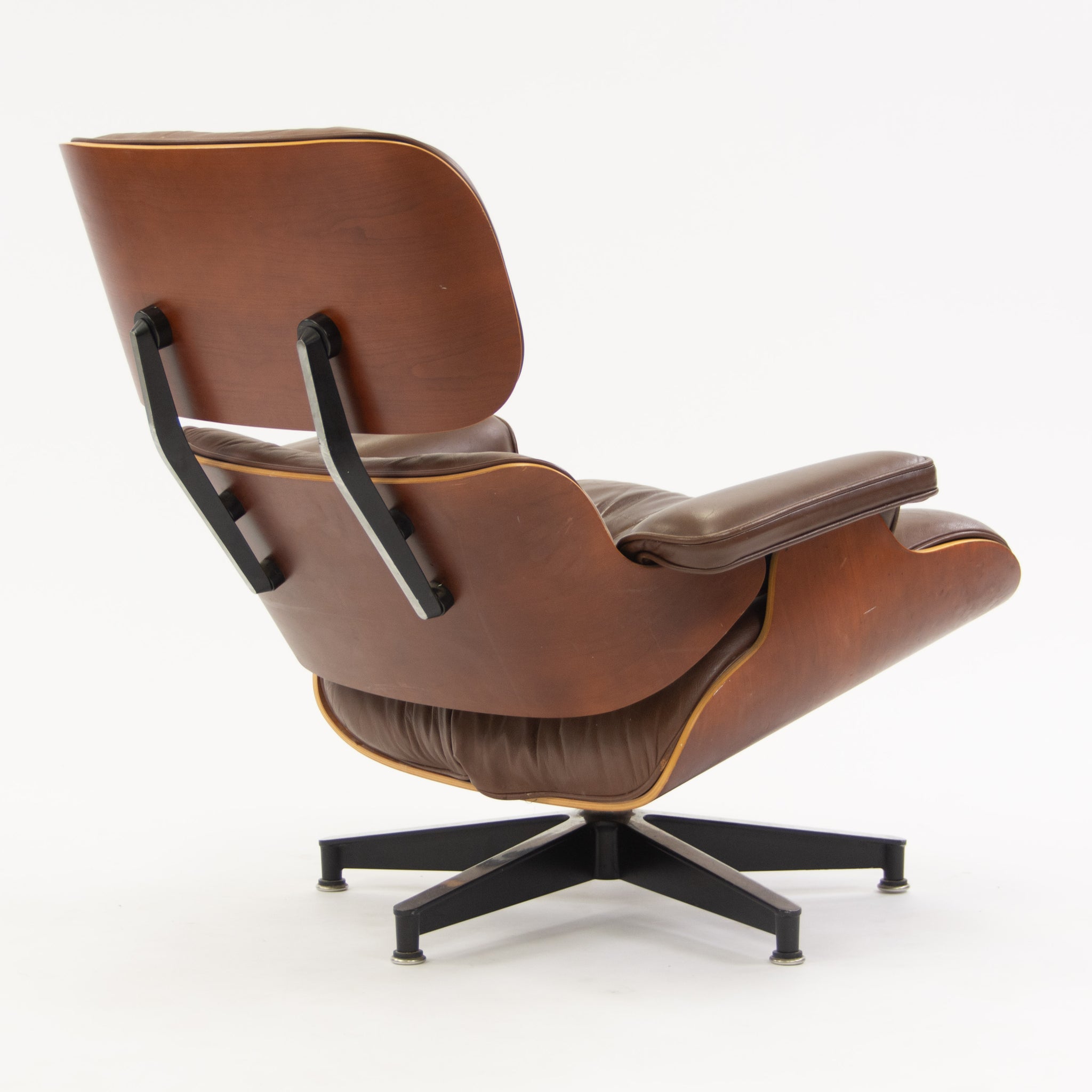 SOLD 1990's Herman Miller Eames Lounge Chair & Ottoman Cherry 670 671 Brown Leather