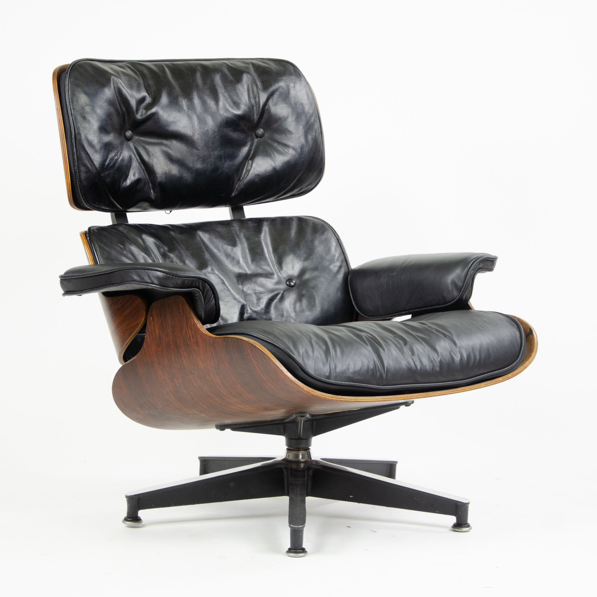 SOLD 1960's Herman Miller Eames Lounge Chair & Ottoman Rosewood 670 671 Black Leather