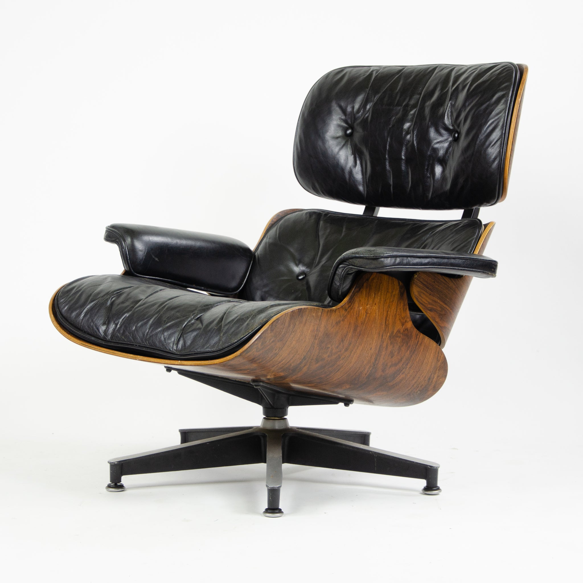 SOLD 1960's Herman Miller Eames Lounge Chair & Ottoman Rosewood 670 671 Black Leather