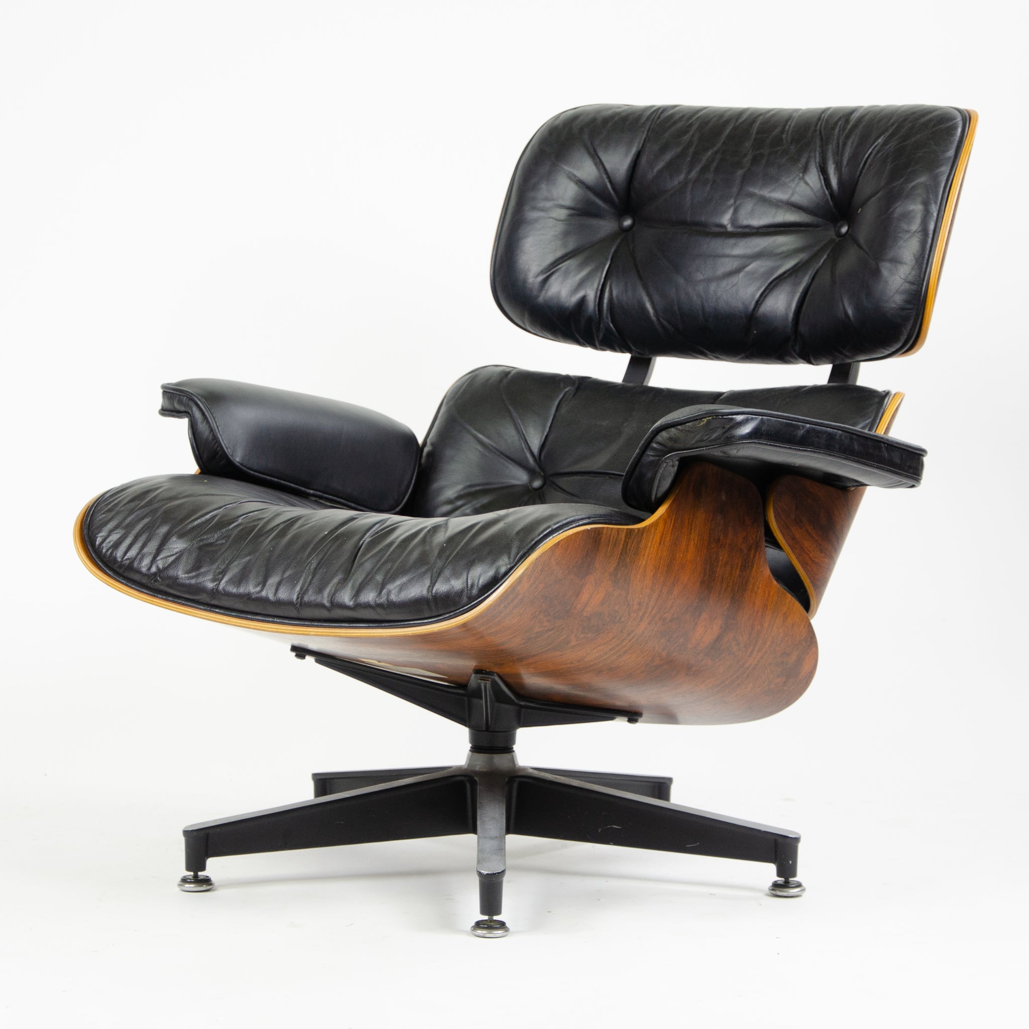 SOLD 1970's Herman Miller Eames Lounge Chair & Ottoman Rosewood 670 671 Black Leather