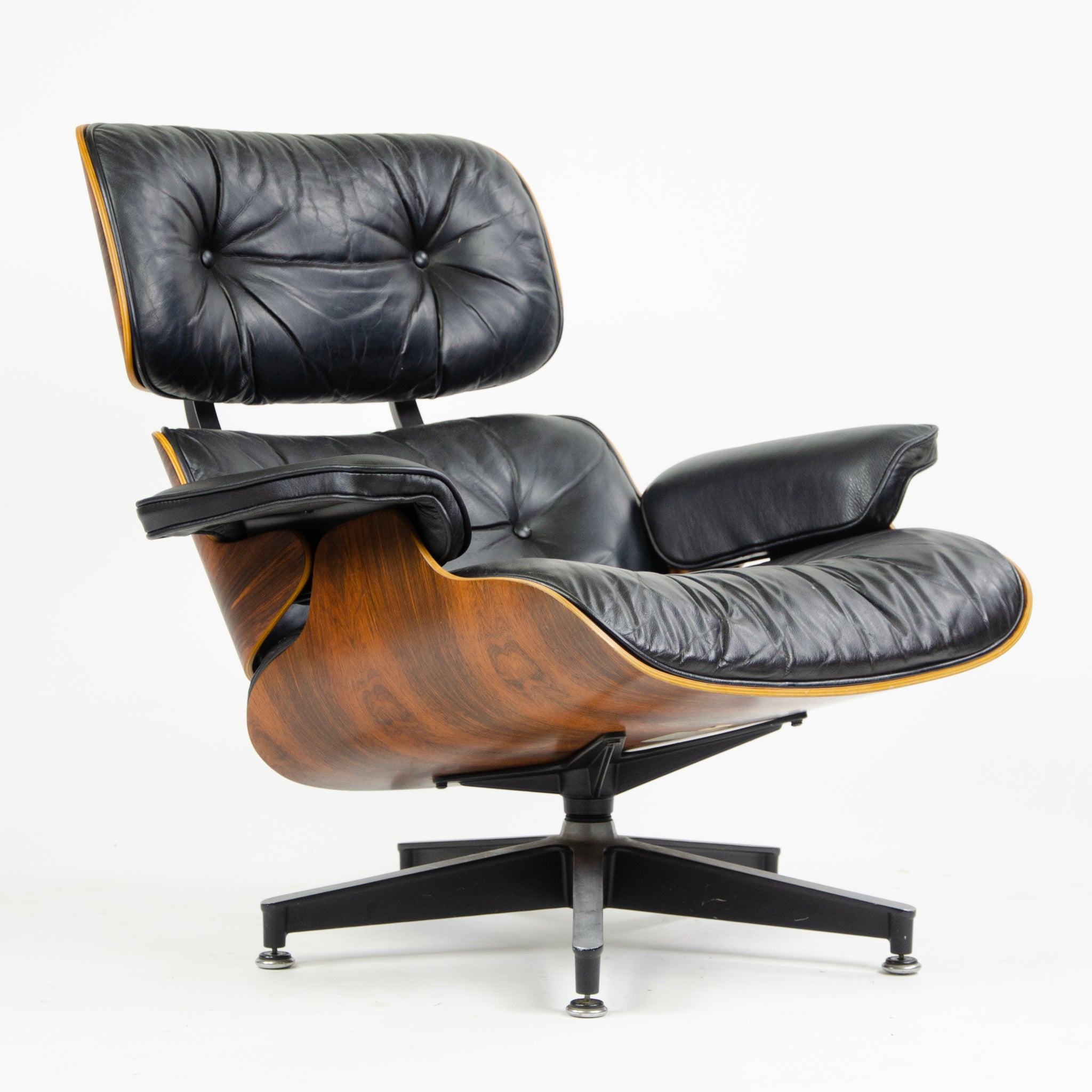 SOLD 1970's Herman Miller Eames Lounge Chair & Ottoman Rosewood 670 671 Black Leather