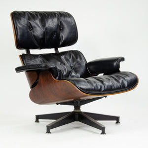 SOLD 1960's Herman Miller Eames Lounge Chair & Ottoman Rosewood 670 671 Black Leather