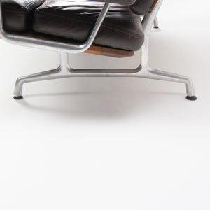 1980s Vintage Eames Herman Miller Three Seater Sofa Walnut and Brown Leather #2