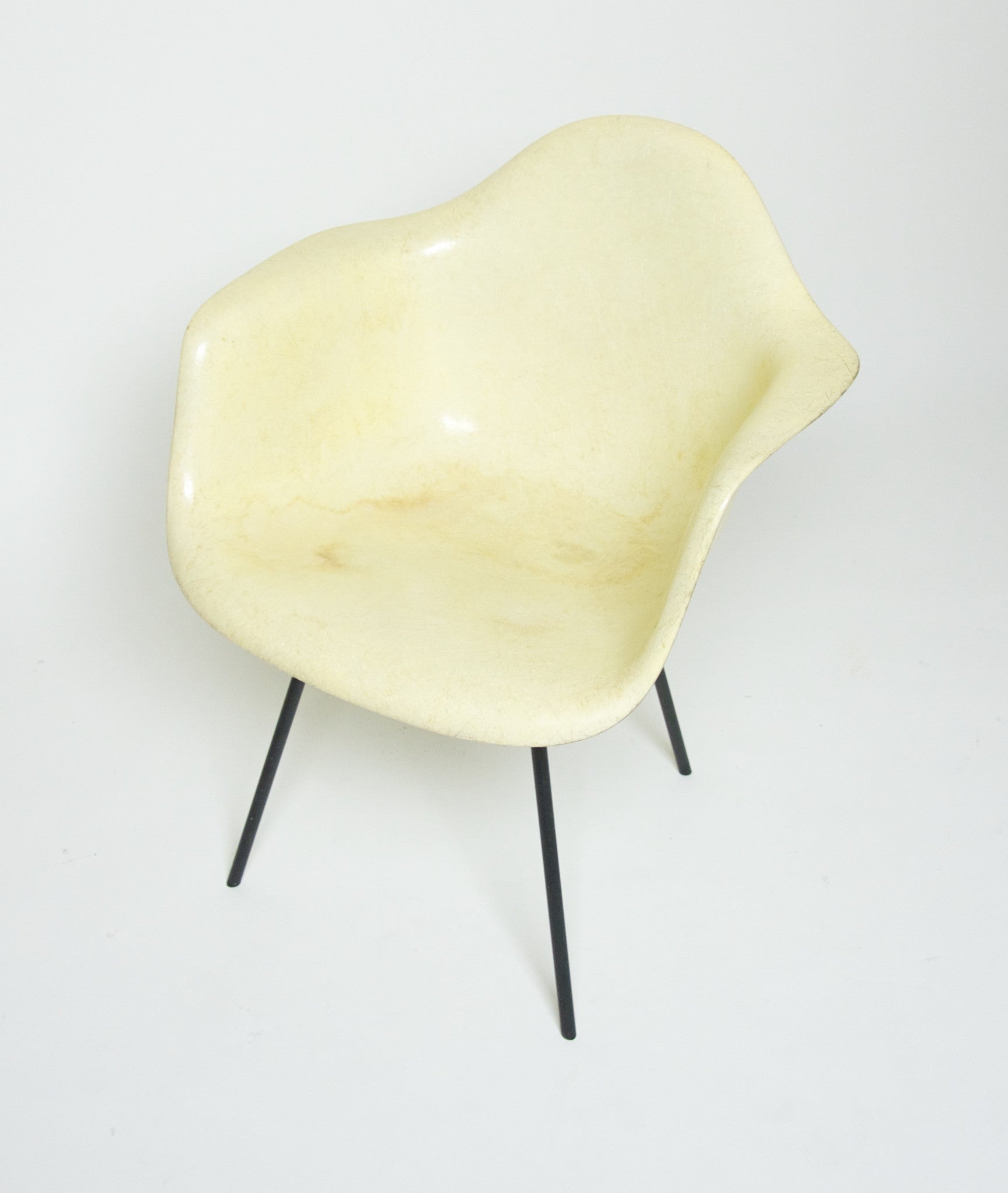 SOLD Eames Zenith Rope Edge Fiberglass Arm Shell Lemon Yellow