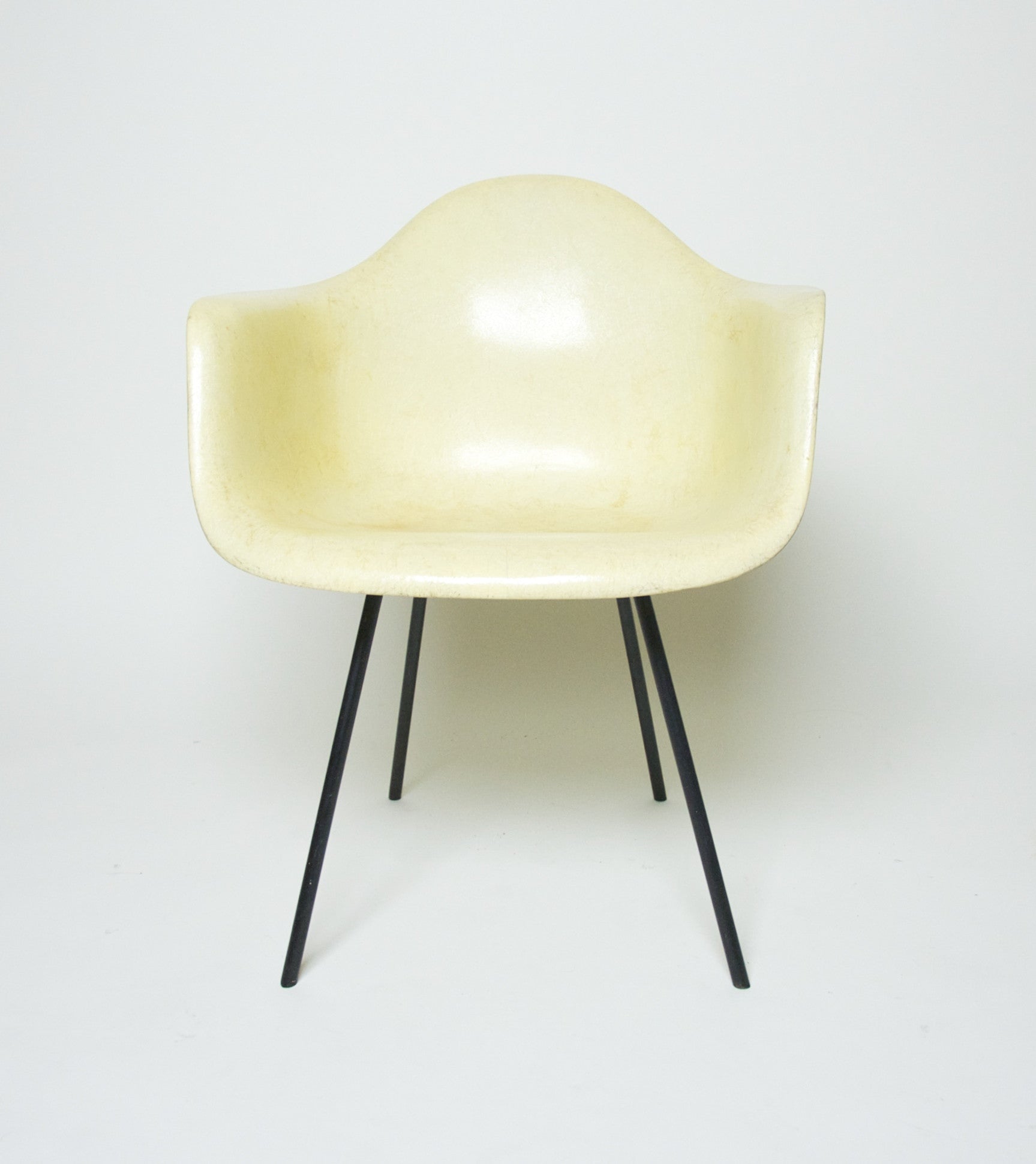 SOLD Eames Zenith Rope Edge Fiberglass Arm Shell Lemon Yellow