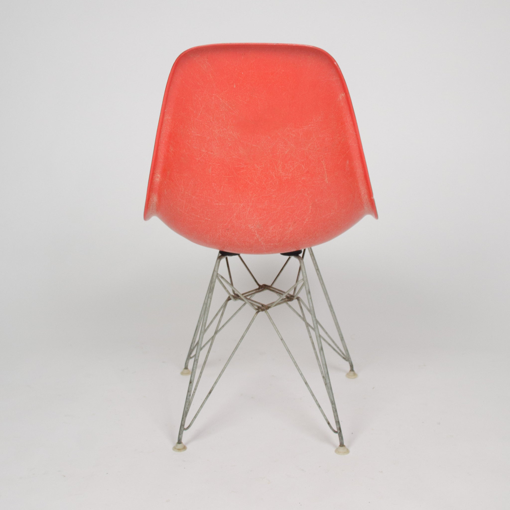 SOLD Herman Miller Eames Pair of Original Eiffel Tower Fiberglass Shell Chairs Red