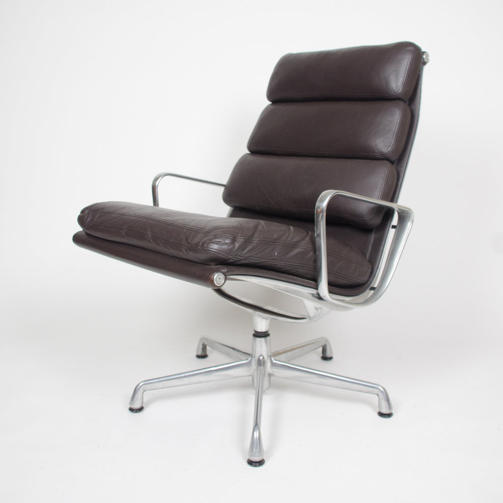SOLD Eames Herman Miller Soft Pad Aluminum Group Lounge Chair Brown Leather