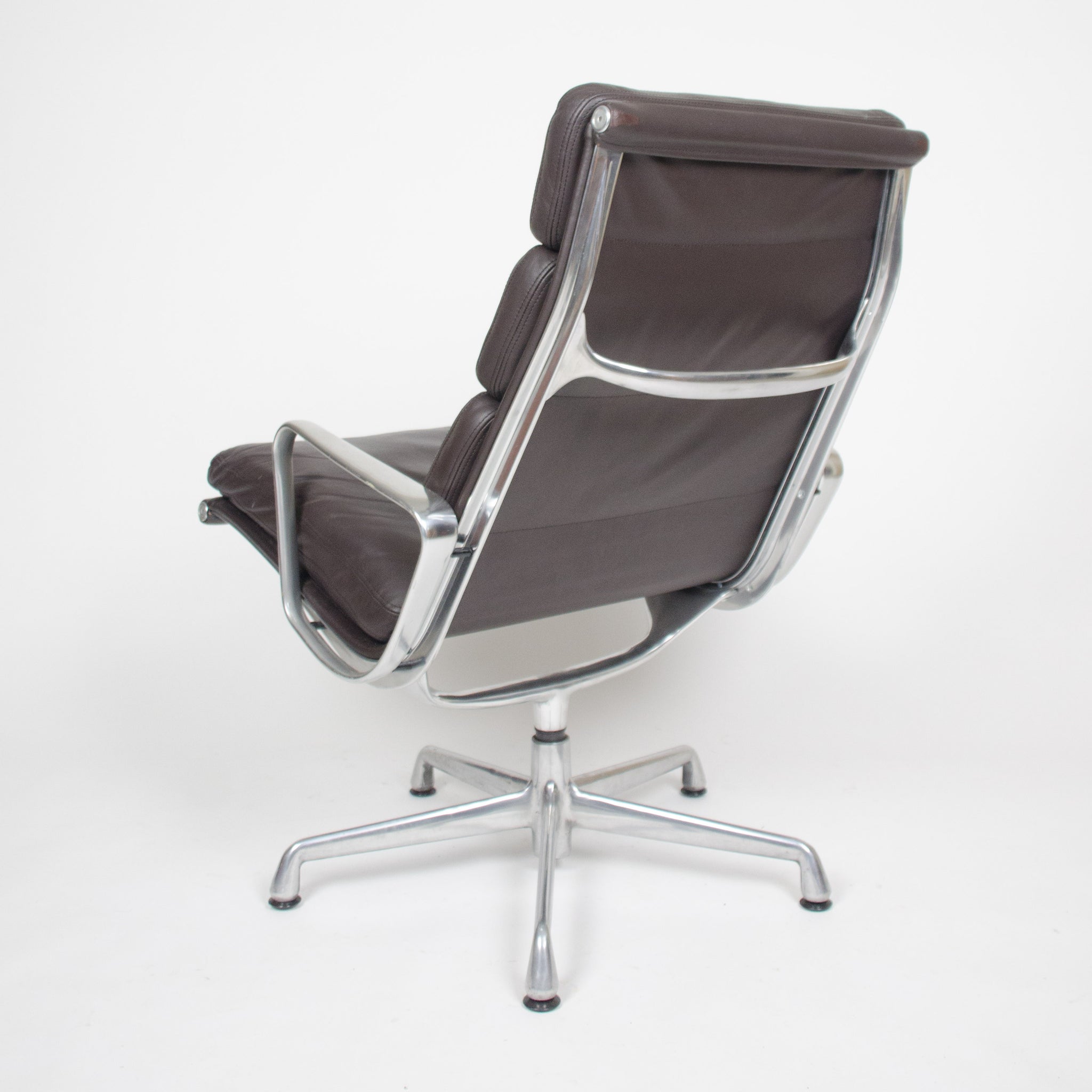 SOLD Eames Herman Miller Soft Pad Aluminum Group Lounge Chair Brown Leather