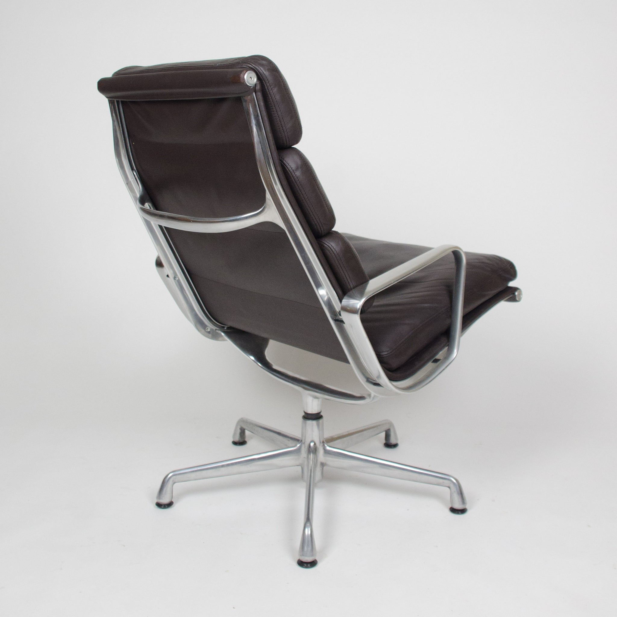 SOLD Eames Herman Miller Soft Pad Aluminum Group Lounge Chair Brown Leather