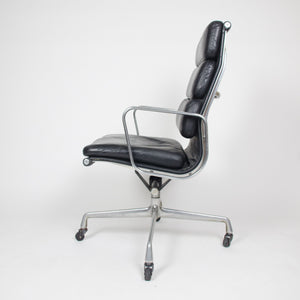 SOLD Black Leather Vintage Eames Herman Miller High Back Soft Pad Aluminum Group Chair 1970's