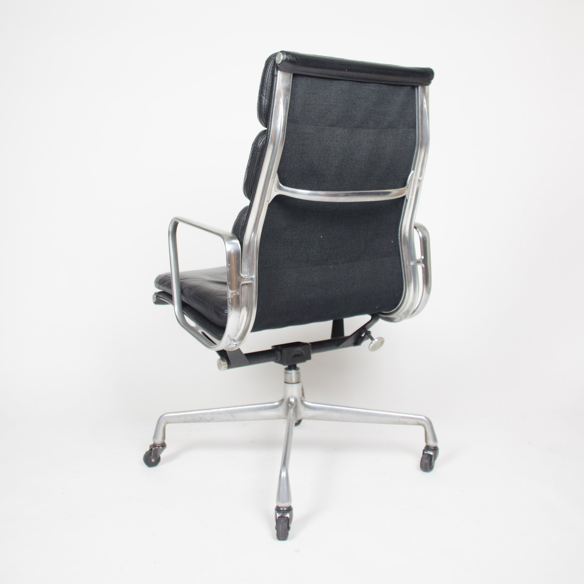 SOLD Black Leather Vintage Eames Herman Miller High Back Soft Pad Aluminum Group Chair 1970's