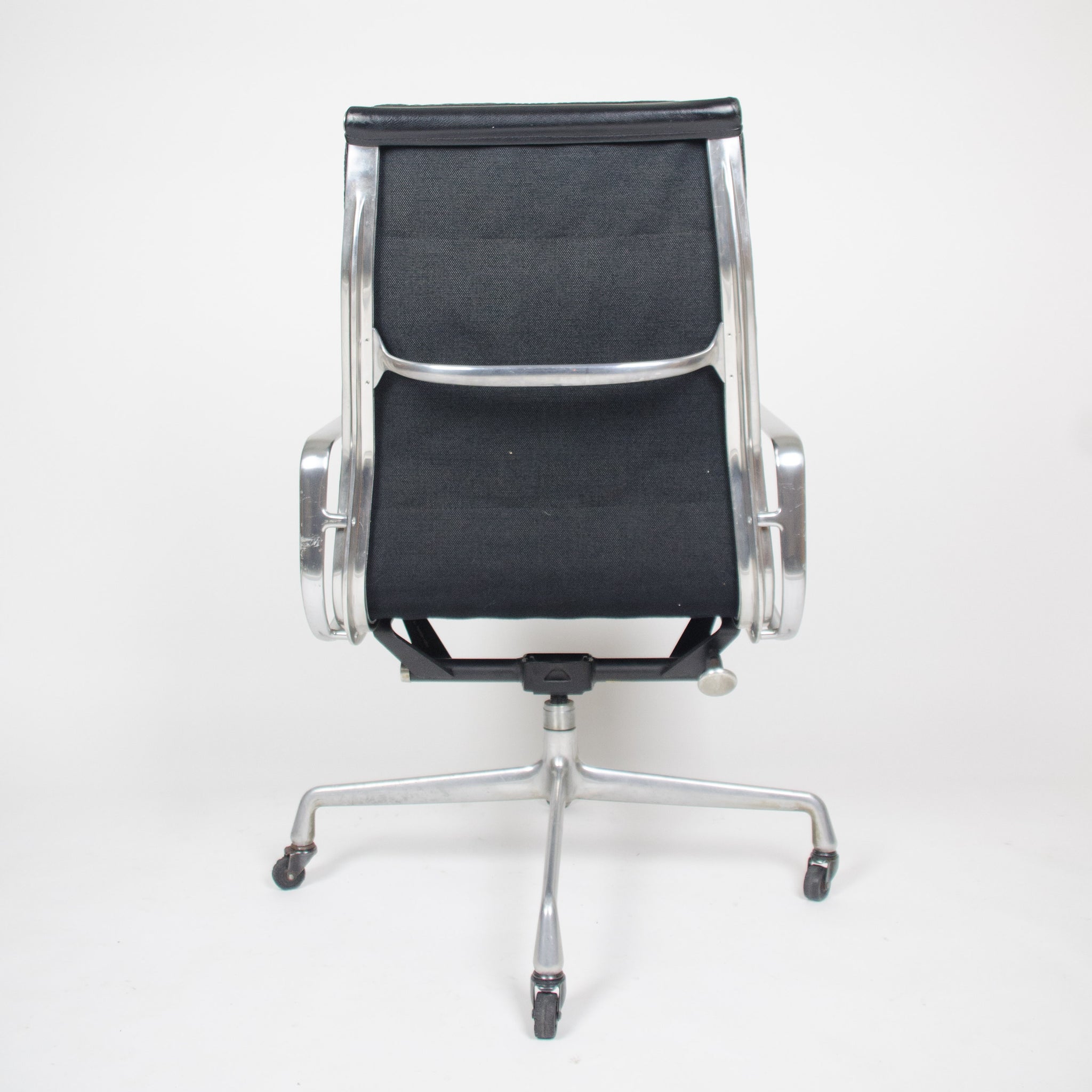 SOLD Black Leather Vintage Eames Herman Miller High Back Soft Pad Aluminum Group Chair 1970's