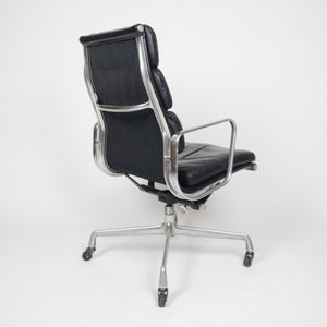 SOLD Black Leather Vintage Eames Herman Miller High Back Soft Pad Aluminum Group Chair 1970's