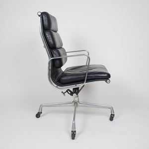 SOLD Black Leather Vintage Eames Herman Miller High Back Soft Pad Aluminum Group Chair 1970's