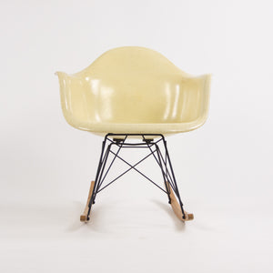 SOLD 1950's Eames Herman Miller RAR Armshell Fiberglass Parchment Rocking Chair