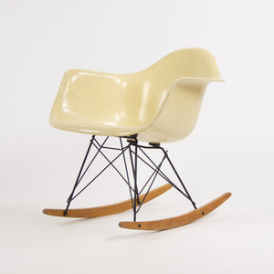 SOLD 1950's Eames Herman Miller RAR Armshell Fiberglass Parchment Rocking Chair