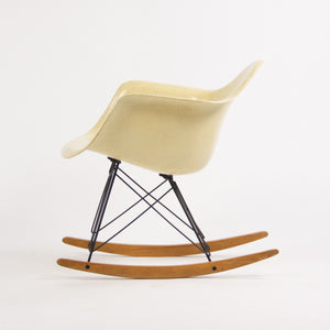 SOLD 1950's Eames Herman Miller RAR Armshell Fiberglass Parchment Rocking Chair