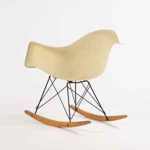 SOLD 1950's Eames Herman Miller RAR Armshell Fiberglass Parchment Rocking Chair