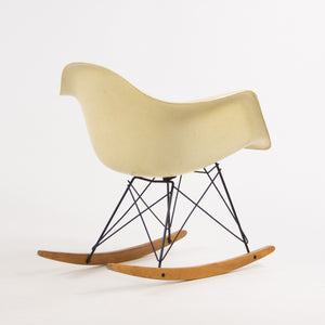 SOLD 1950's Eames Herman Miller RAR Armshell Fiberglass Parchment Rocking Chair