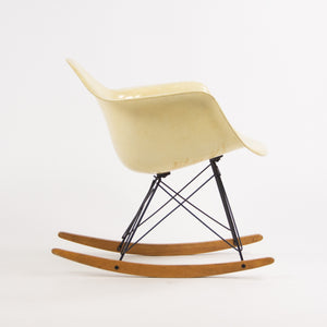 SOLD 1950's Eames Herman Miller RAR Armshell Fiberglass Parchment Rocking Chair