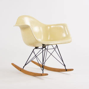 SOLD 1950's Eames Herman Miller RAR Armshell Fiberglass Parchment Rocking Chair