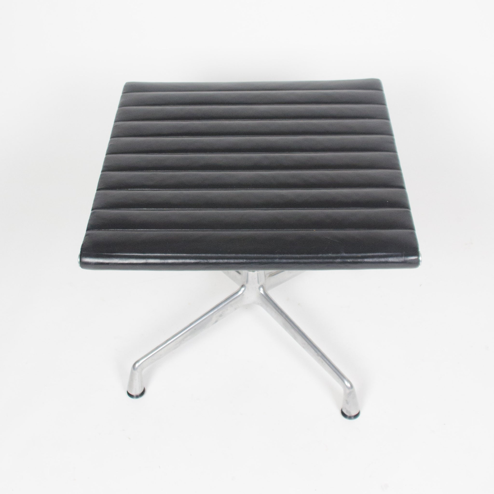 SOLD Eames Herman Miller High Back Aluminum Lounge Chair with Ottoman Black Leather