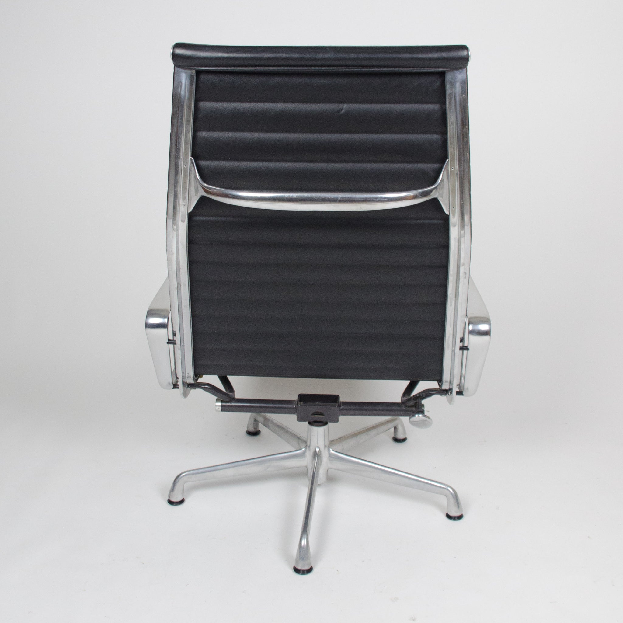 SOLD Eames Herman Miller High Back Aluminum Lounge Chair with Ottoman Black Leather