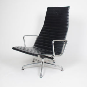SOLD Eames Herman Miller High Back Aluminum Group Lounge Chair Black Leather