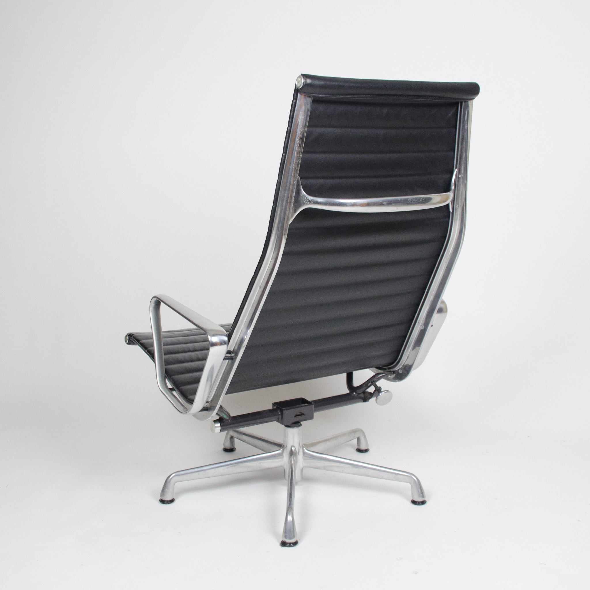 SOLD Eames Herman Miller High Back Aluminum Group Lounge Chair Black Leather