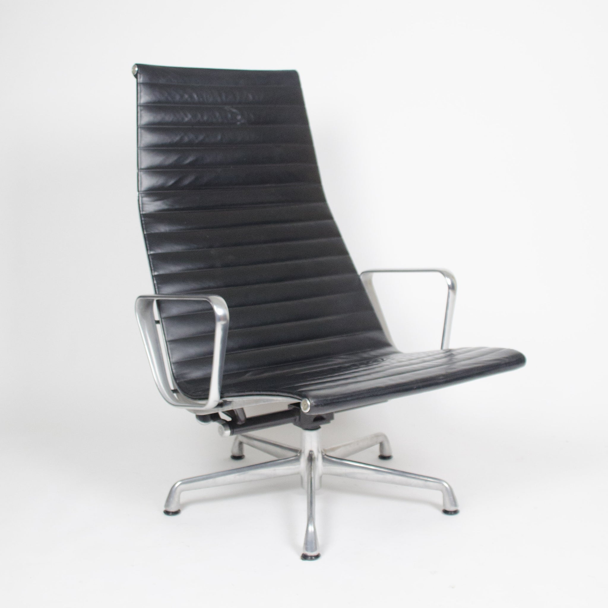 SOLD Eames Herman Miller High Back Aluminum Group Lounge Chair Black Leather
