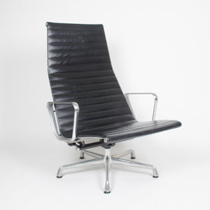 SOLD Eames Herman Miller High Back Aluminum Group Lounge Chair Black Leather