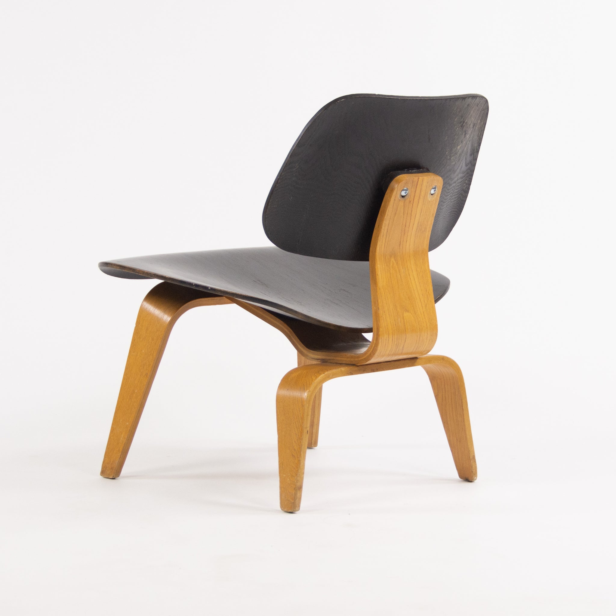 SOLD 1953 Rare Eames Herman Miller LCW Lounge Chair Wood Calico Ash Dual Tone Black