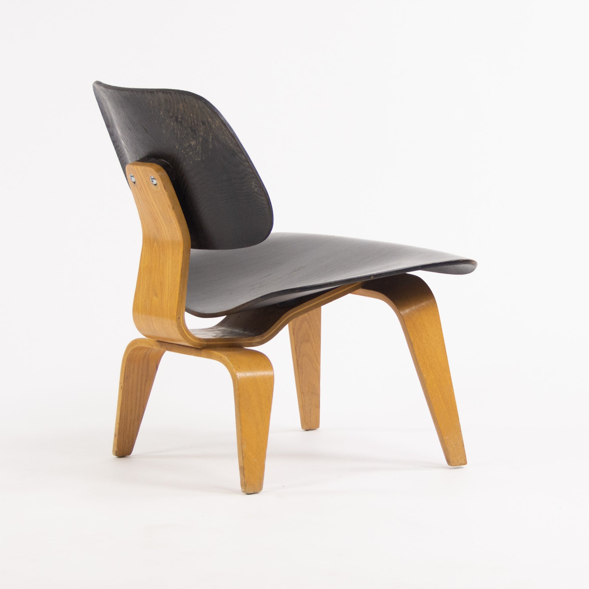 SOLD 1953 Rare Eames Herman Miller LCW Lounge Chair Wood Calico Ash Dual Tone Black