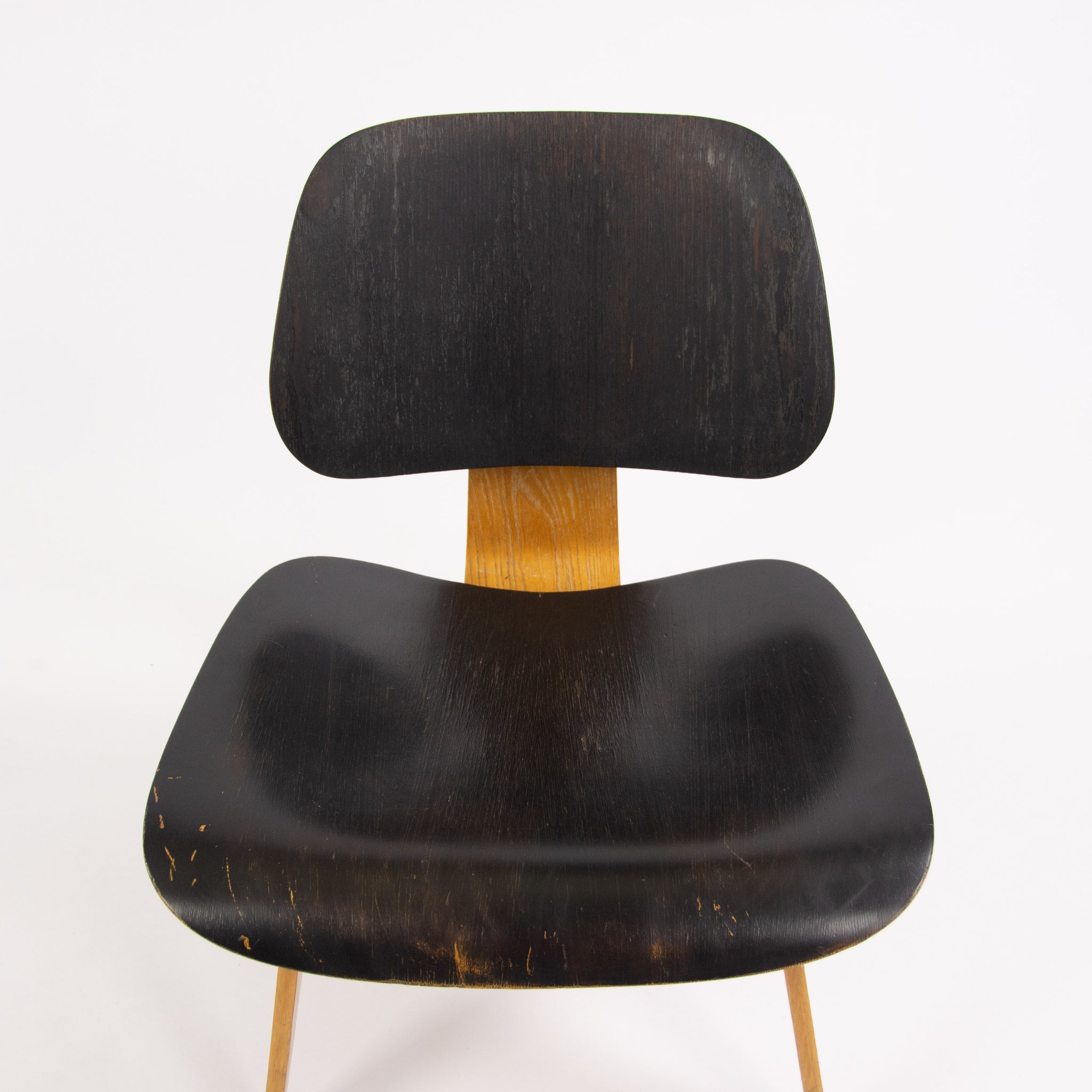 SOLD 1953 Rare Eames Herman Miller LCW Lounge Chair Wood Calico Ash Dual Tone Black