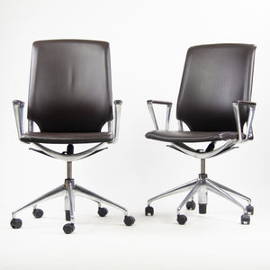 SOLD Set of Six Meda by Vitra Alberto Meda Desk Chair Brown Full Leather