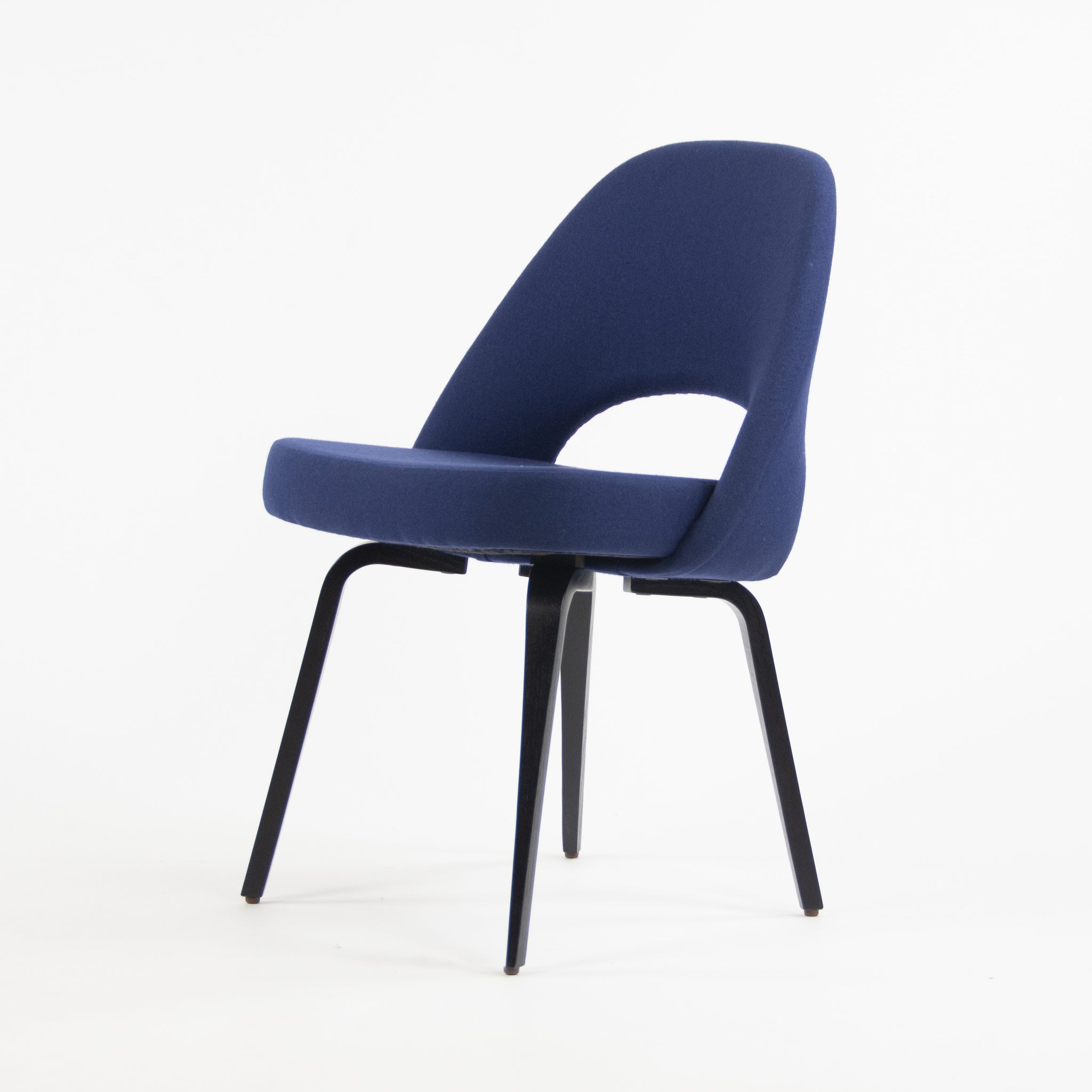 SOLD Knoll Studio 2019 Eero Saarinen Executive Armless Chair Dark Blue Fabric Wood
