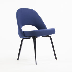 SOLD Knoll Studio 2019 Eero Saarinen Executive Armless Chair Dark Blue Fabric Wood