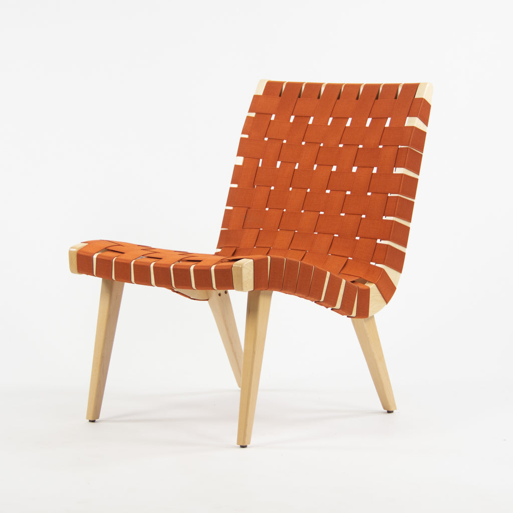 SOLD Knoll Studio 2019 Jens Risom Lounge Chair Maple w/ Orange Webbing