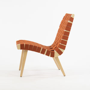 SOLD Knoll Studio 2019 Jens Risom Lounge Chair Maple w/ Orange Webbing