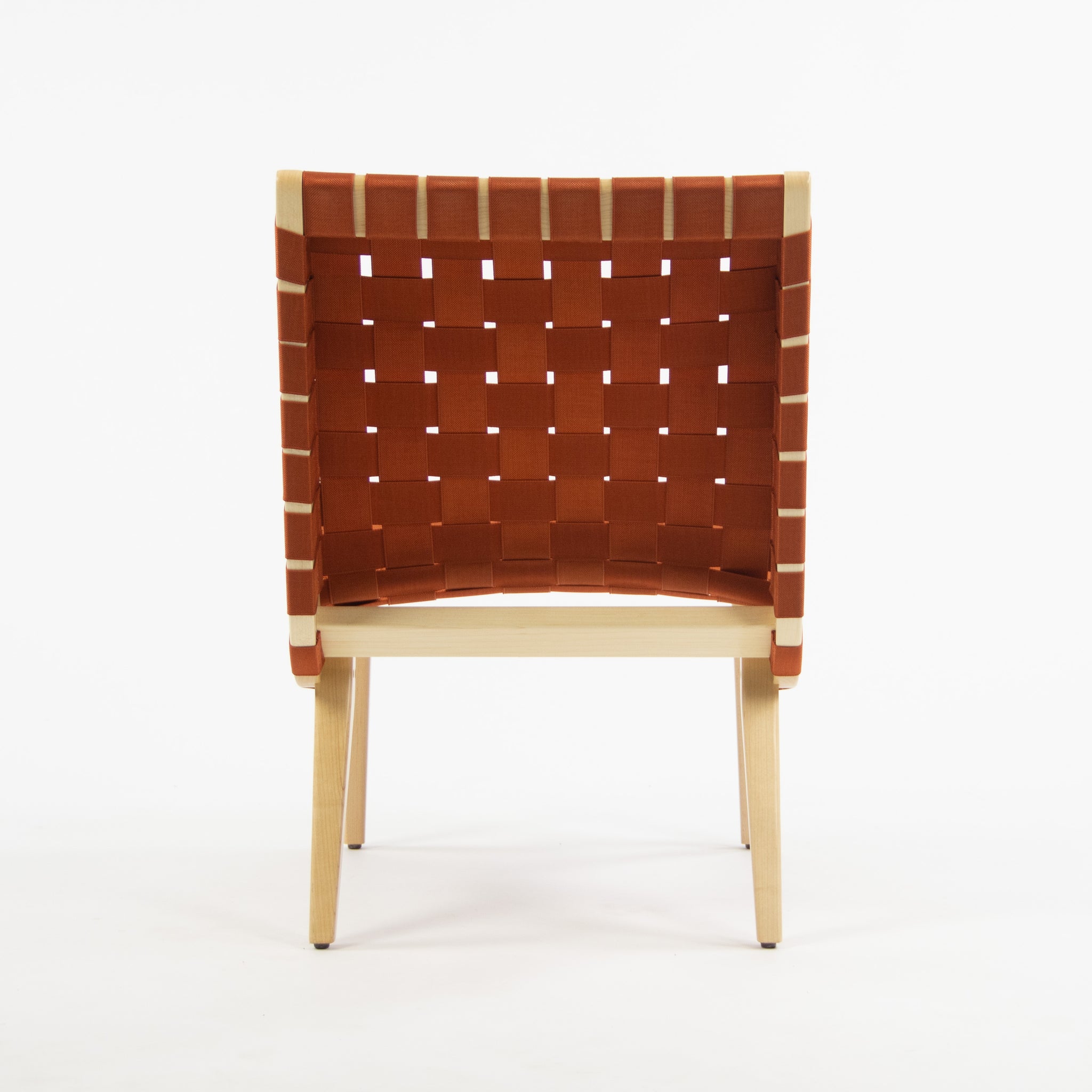 SOLD Knoll Studio 2019 Jens Risom Lounge Chair Maple w/ Orange Webbing