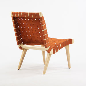 SOLD Knoll Studio 2019 Jens Risom Lounge Chair Maple w/ Orange Webbing
