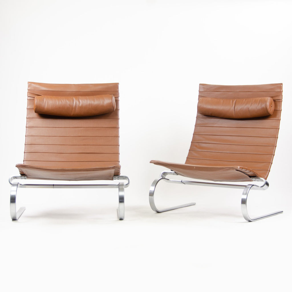 SOLD Fritz Hansen Poul Kjaerholm PK20 Leather Lounge Chairs