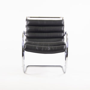 Mies Van Der Rohe Vintage MR Lounge Chair with Arms Black Leather Chrome Knoll