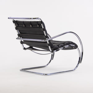 Mies Van Der Rohe Vintage MR Lounge Chair with Arms Black Leather Chrome Knoll