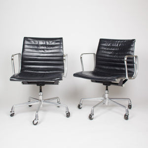 SOLD Eames Herman Miller Leather Low Executive Aluminum Group Desk Chairs