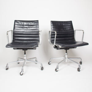 SOLD Eames Herman Miller Leather Low Executive Aluminum Group Desk Chairs