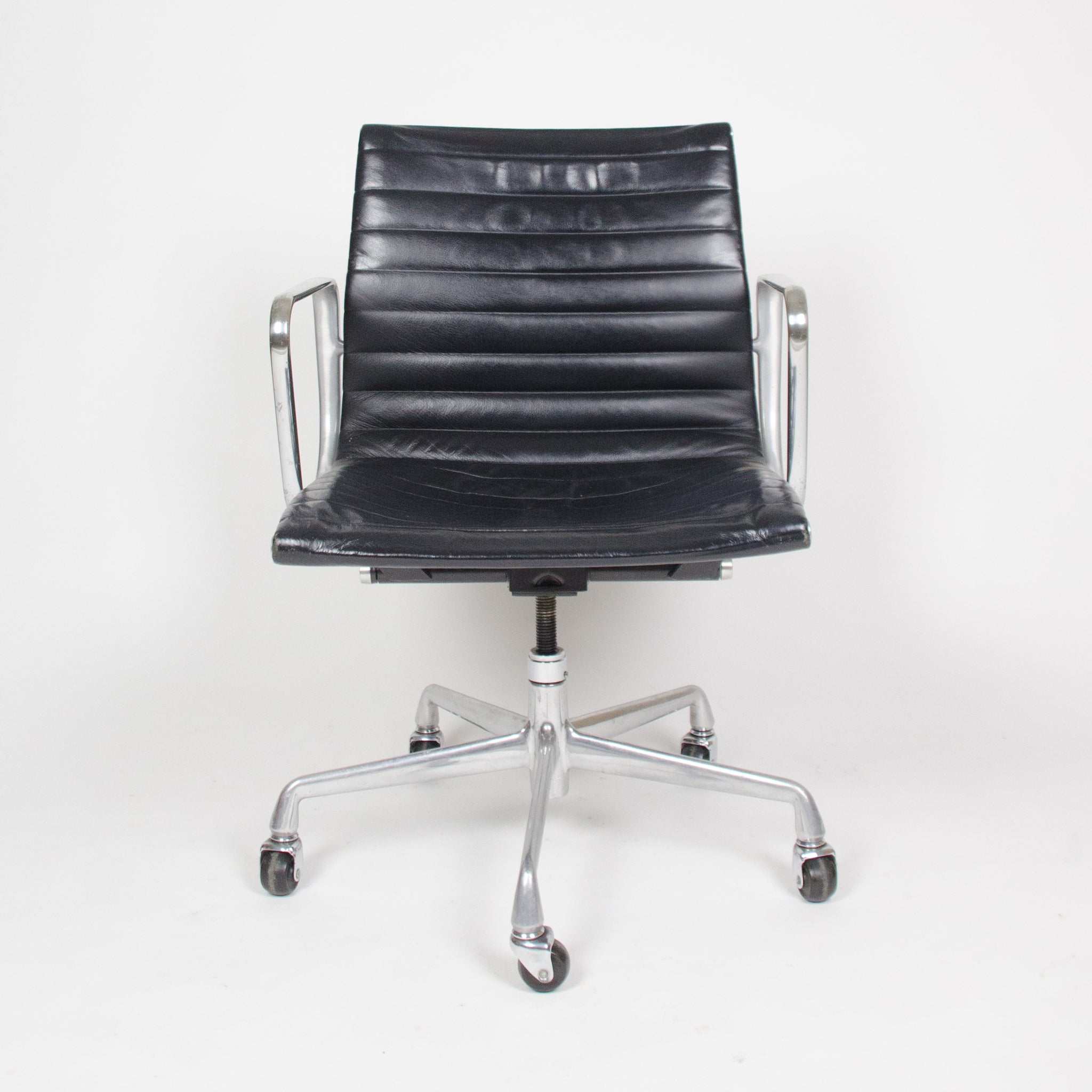 SOLD Eames Herman Miller Leather Low Executive Aluminum Group Desk Chairs