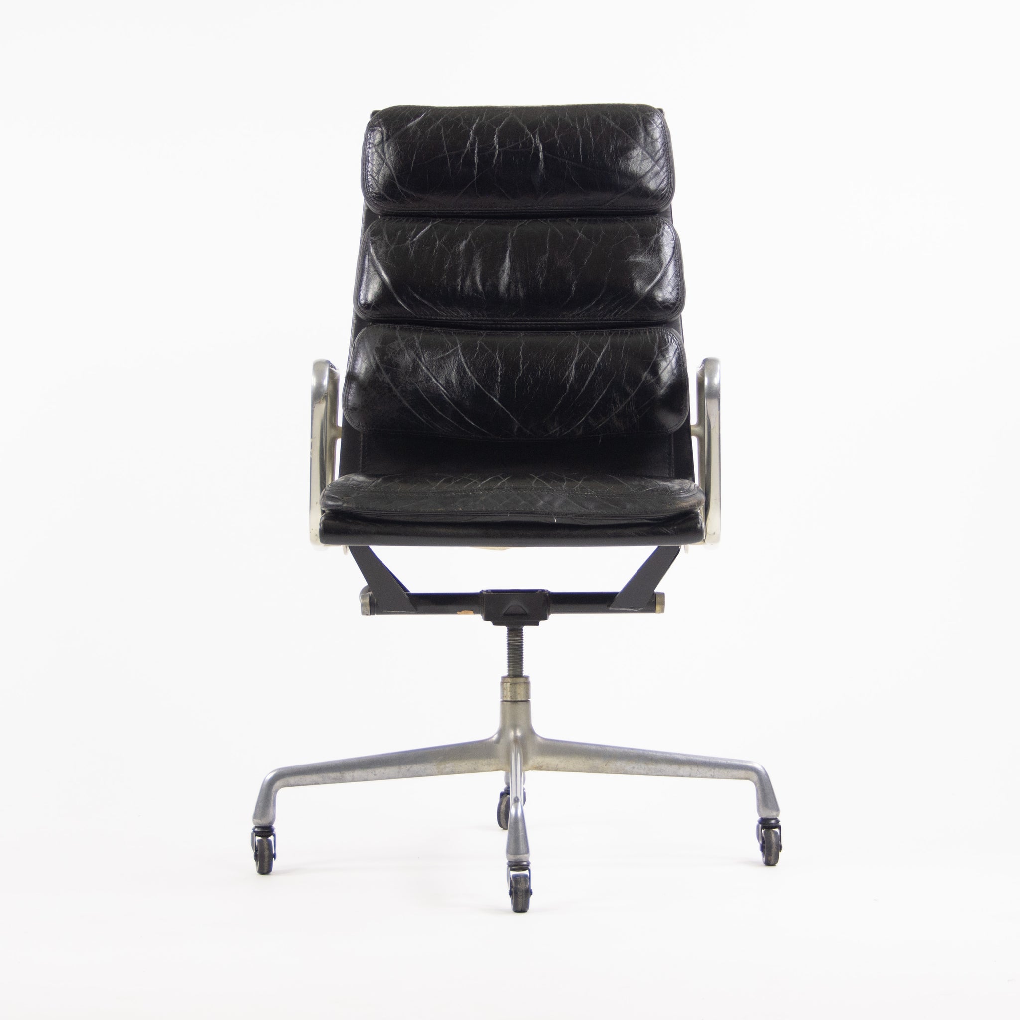 SOLD 1976 Vintage Black Eames Herman Miller High Back Soft Pad Aluminum Group Chair