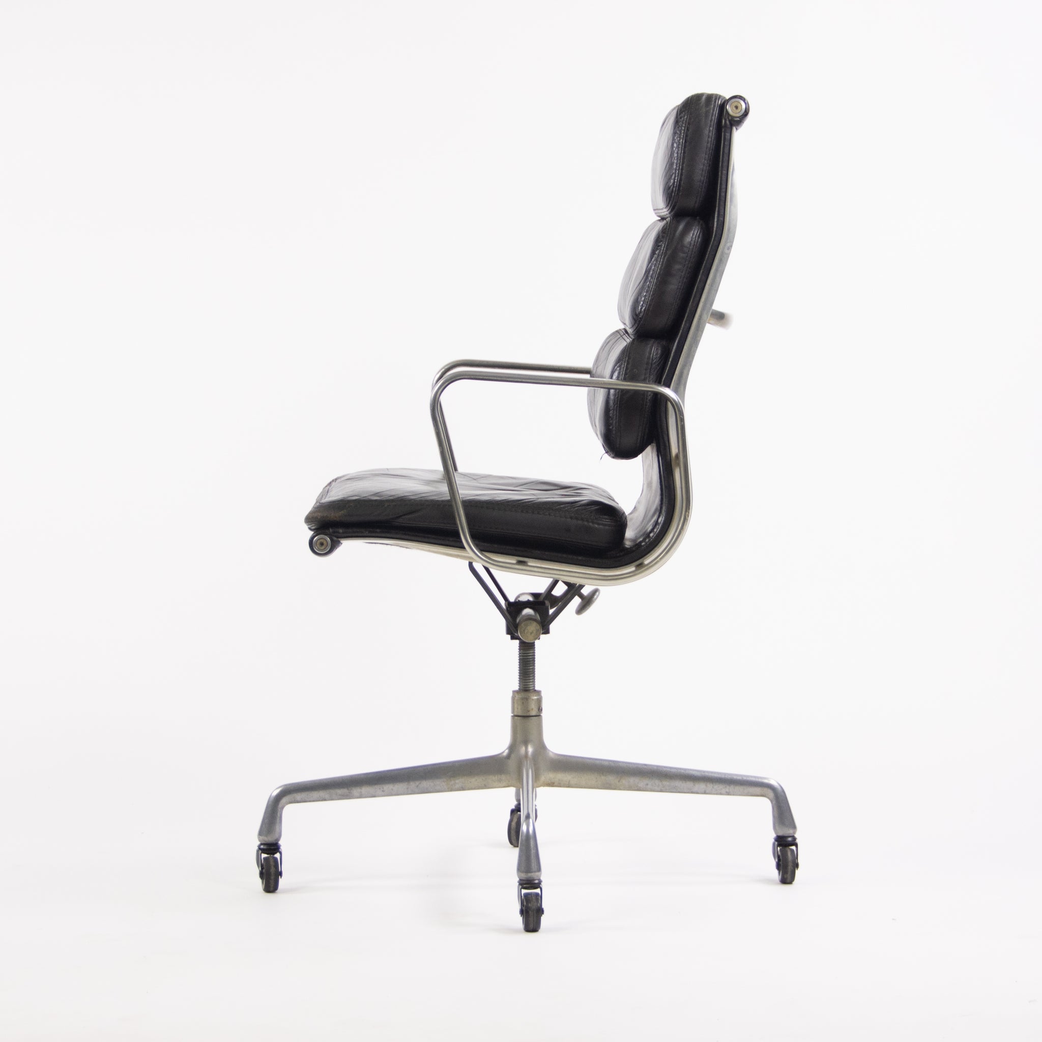 SOLD 1976 Vintage Black Eames Herman Miller High Back Soft Pad Aluminum Group Chair